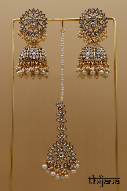 Earrings with matching tikka