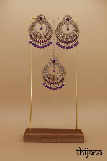 Earrings with matching tikka